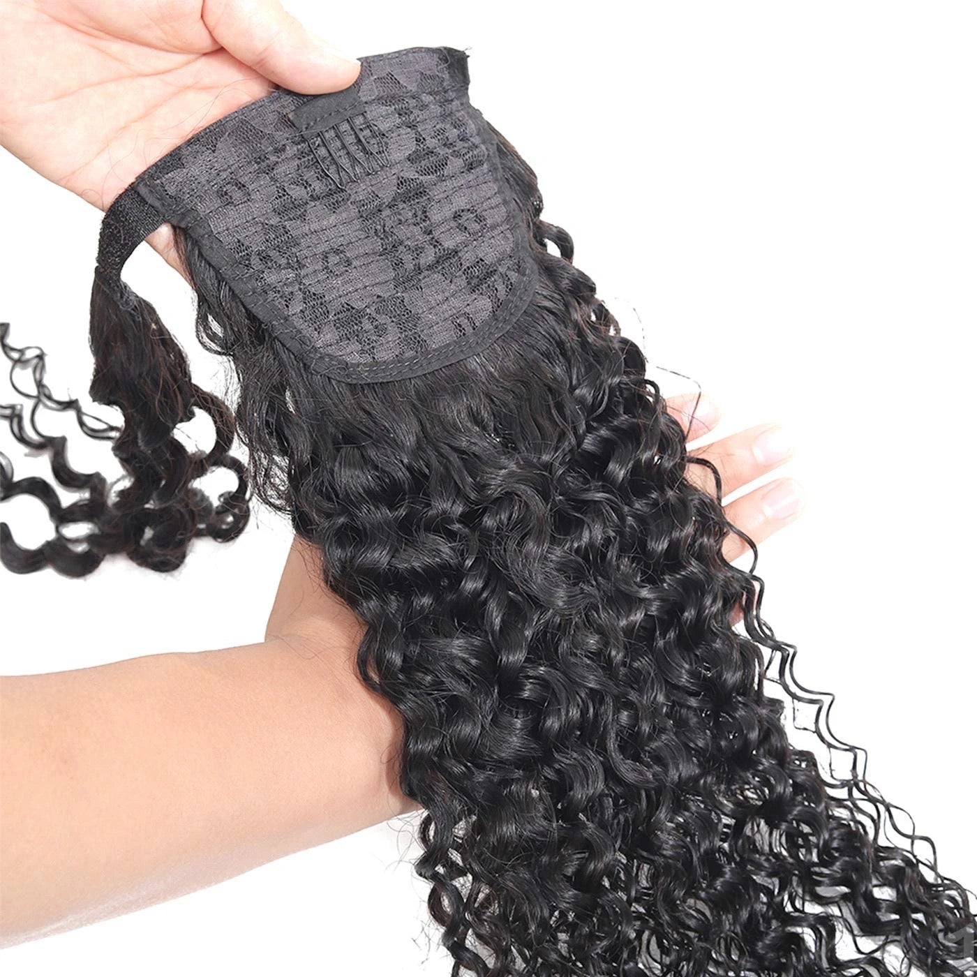 #1B Natural Black Water Wave Ponytail Extension Grade 12A 100% Brazilian Virgin Human Hair Bundles 100 Gram