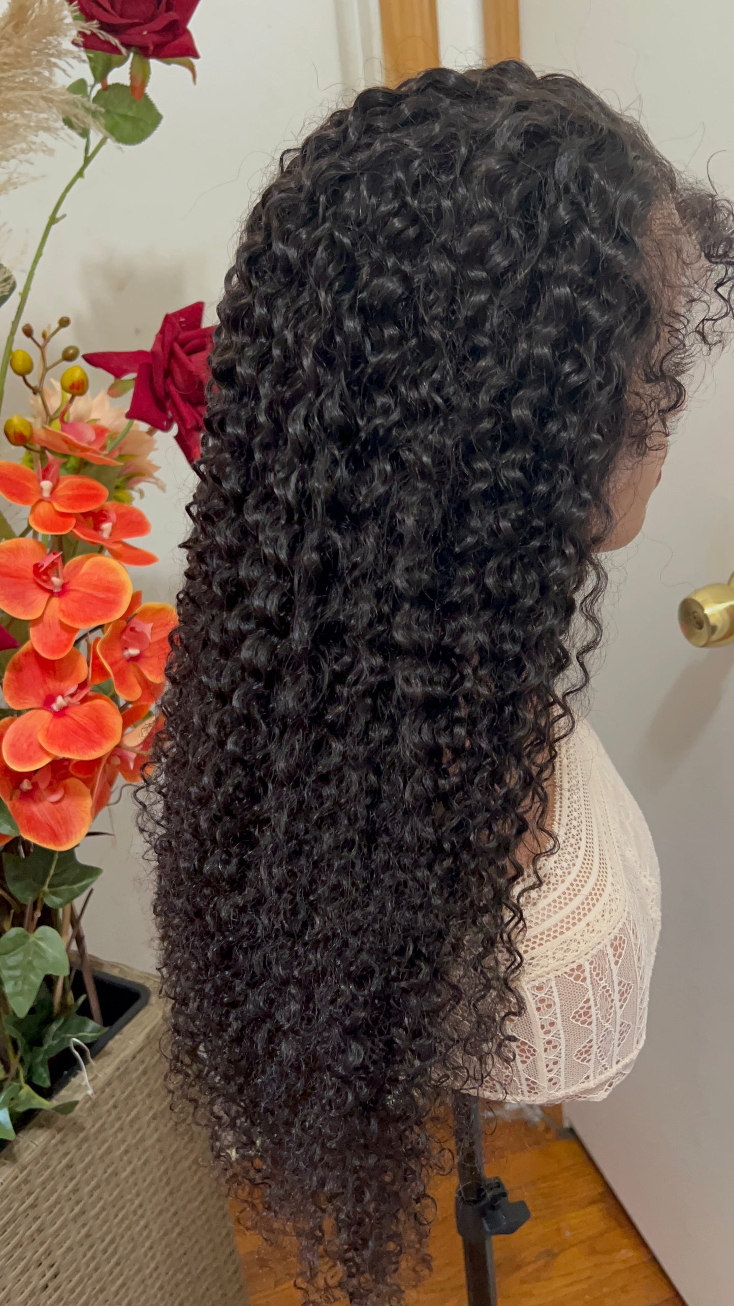 13x6 1B Black Jerry Curly Wigs with 4C Hairline in Swiss Full Lace Grade 12A Frontal Wig 100% Virgin Human Hair!