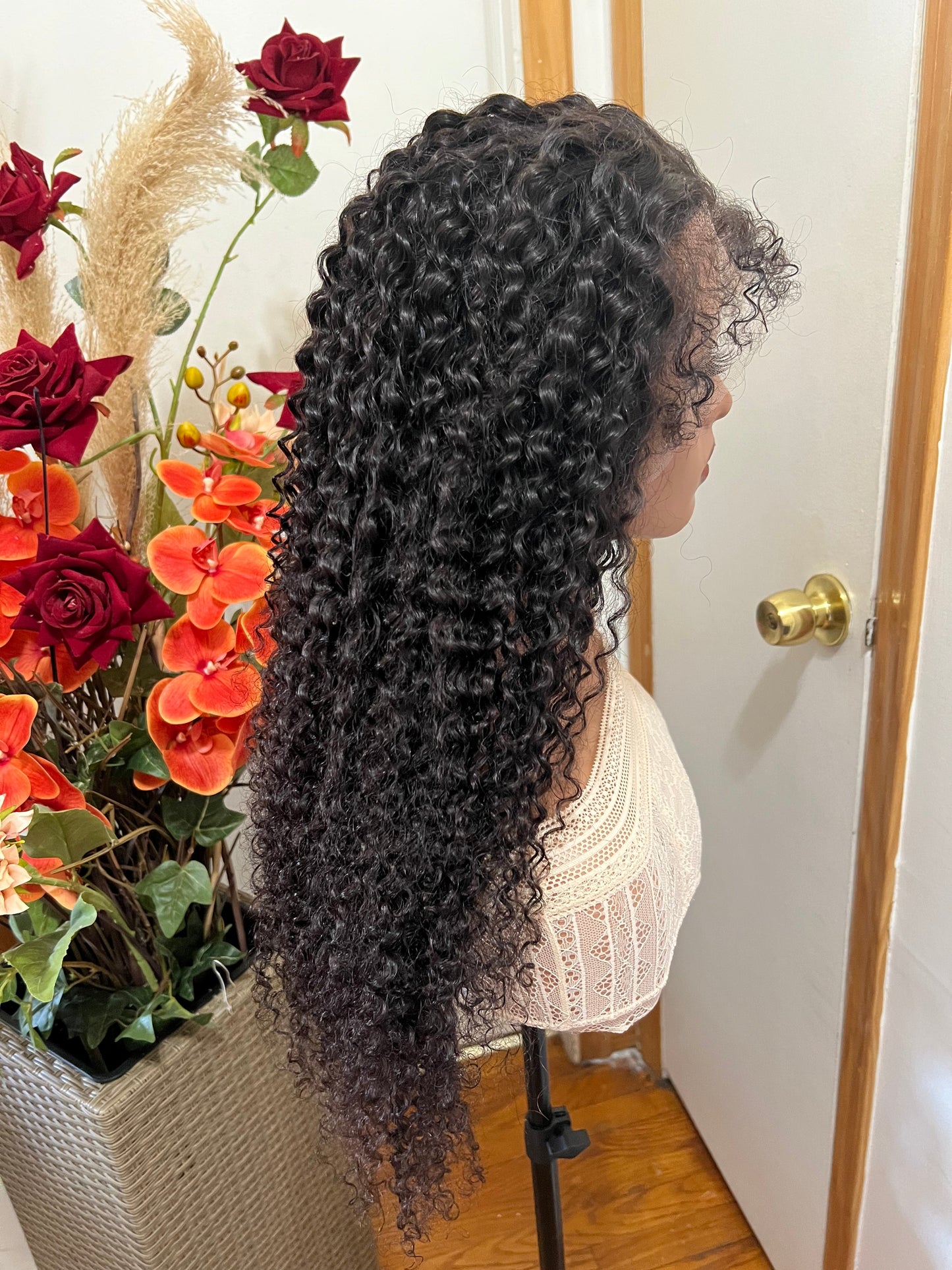 13x6 1B Black Jerry Curly Wigs with 4C Hairline in Swiss Full Lace Grade 12A Frontal Wig 100% Virgin Human Hair!