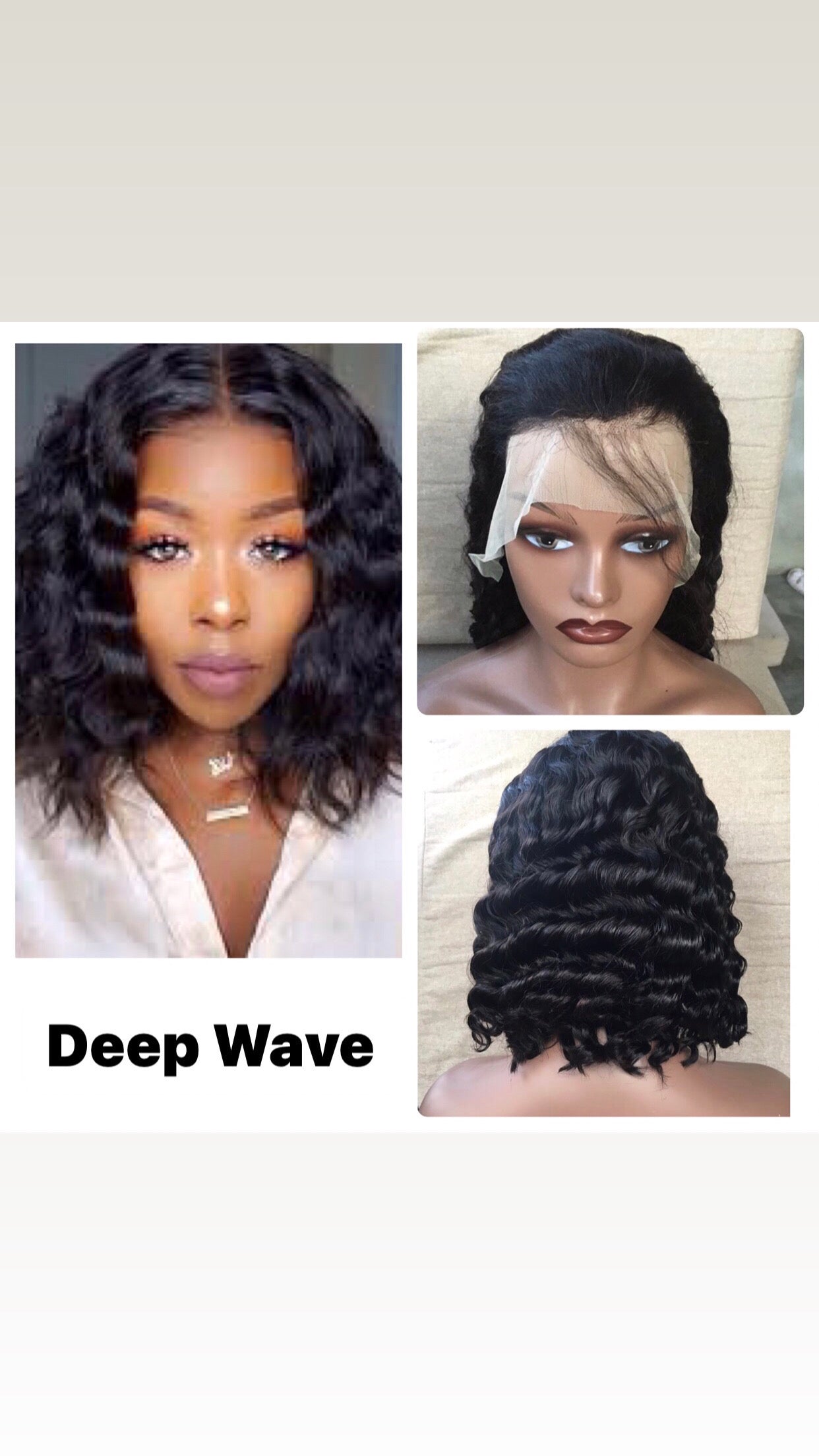 13x6 #1B Black Deep Wave Swiss Lace Grade 12A Frontal Wig 100% Virgin Human Hair