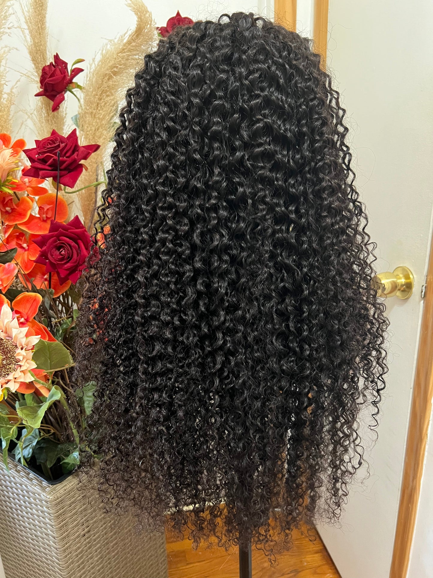 13x6 1B Black Jerry Curly Wigs with 4C Hairline in Swiss Full Lace Grade 12A Frontal Wig 100% Virgin Human Hair!