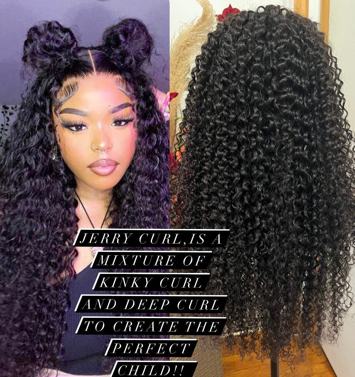 13x6 1B Black Jerry Curly Wigs with 4C Hairline in Swiss Full Lace Grade 12A Frontal Wig 100% Virgin Human Hair!