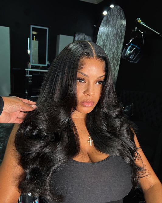 5x5 #1B Black Wavy Lace Closure Wig 150% 180% Density