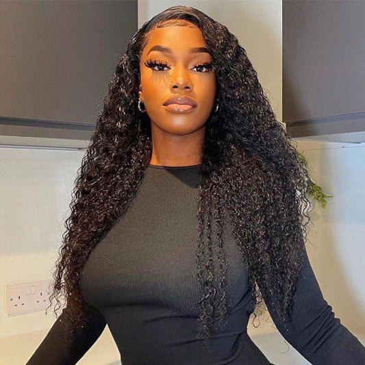 5x5 #1B Black Kinky Curly Lace Closure Wig