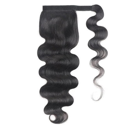 #1B Natural Black Body Wave Ponytail Extension Grade 12A 100% Brazilian Virgin Human Hair Bundles 100 Grams Double Wefted