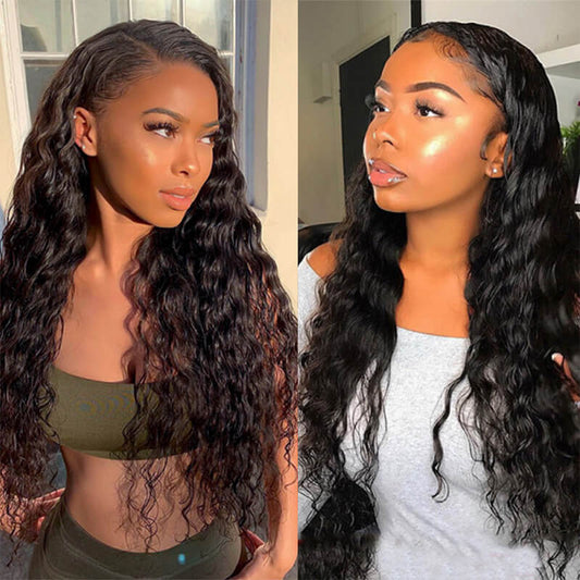 13x6 #1B Black Loose Deep Wave Swiss Lace Grade 12A Frontal Wig 100% Virgin Human Hair